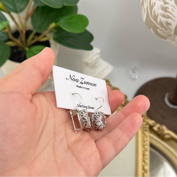 Noa Zuman Sterling Silver Crystal Drop Earrings – Made in Israel - Picture 5 of 6